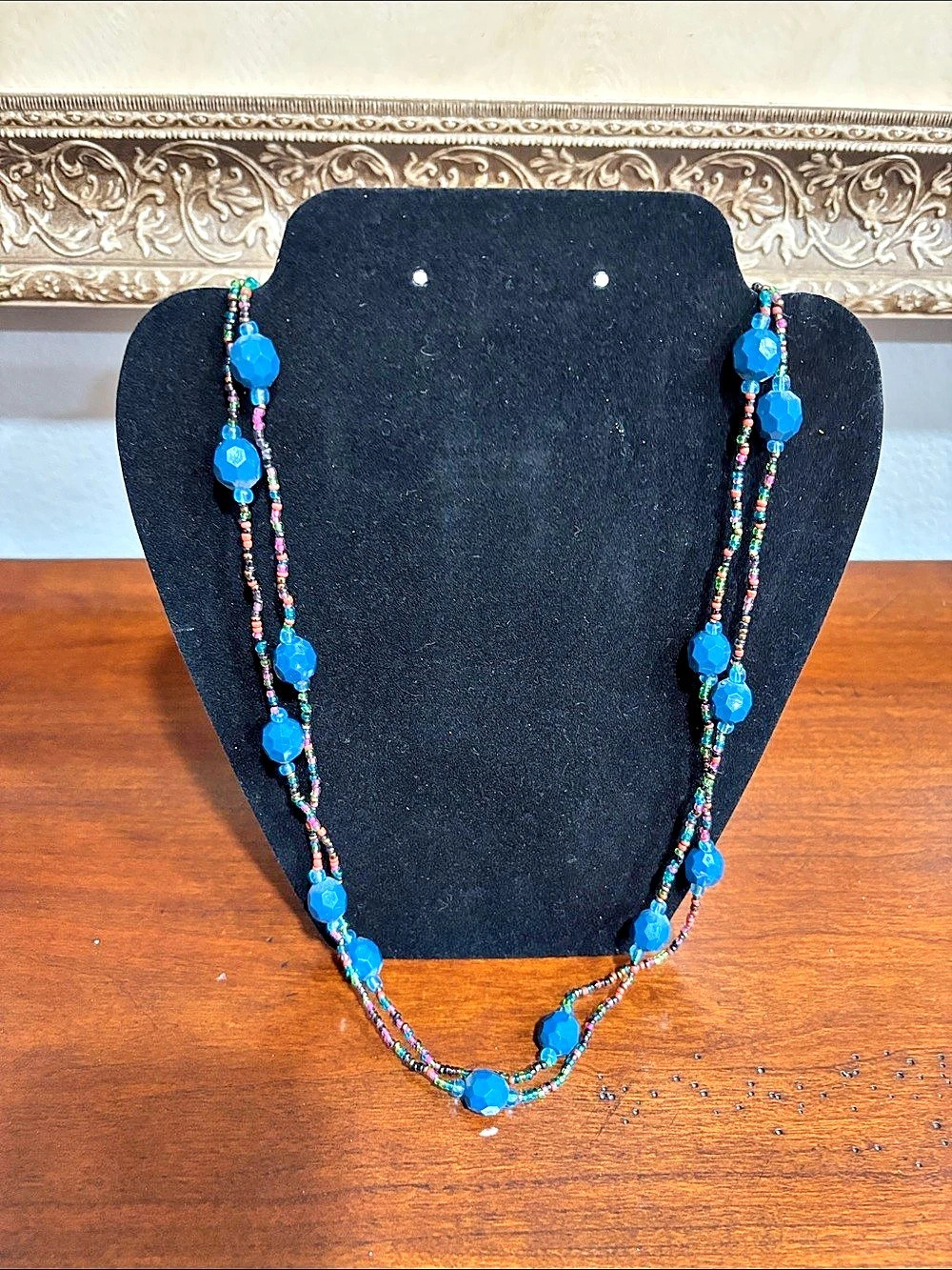 Blue Beaded Statement Necklace 12.00